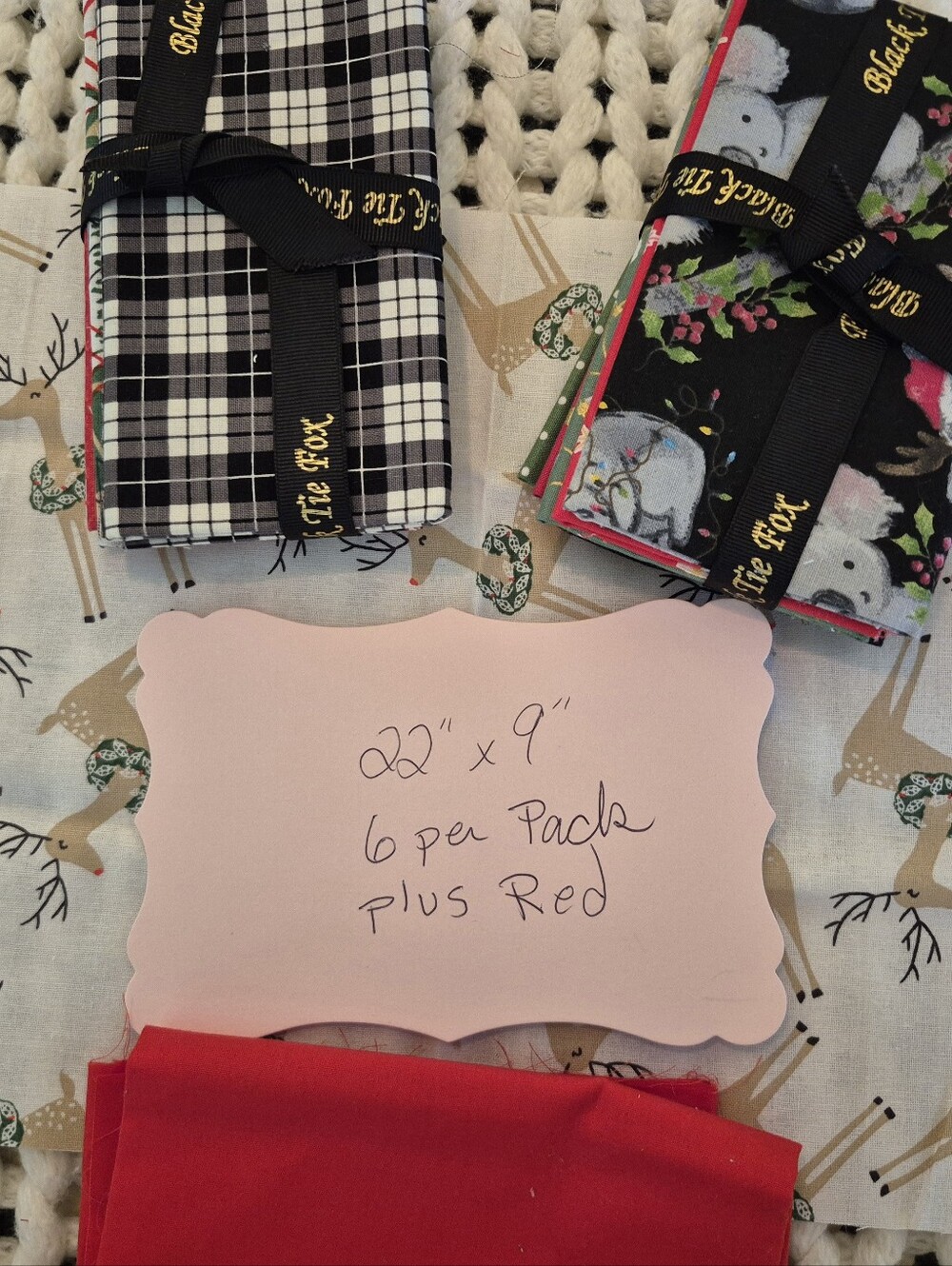 Christmas Fabrics 2 Packs 6 Per Pack 22"x9" Per w Red Accent & Surprise Yard !